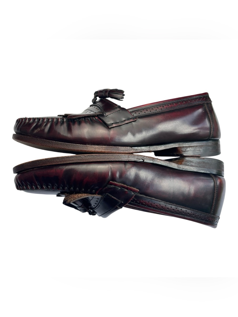 VTG G.H. Bass Weejuns Tassel Kiltie Loafers Burgundy Oxblood Leather Mens 9.5 - Picture 9 of 12